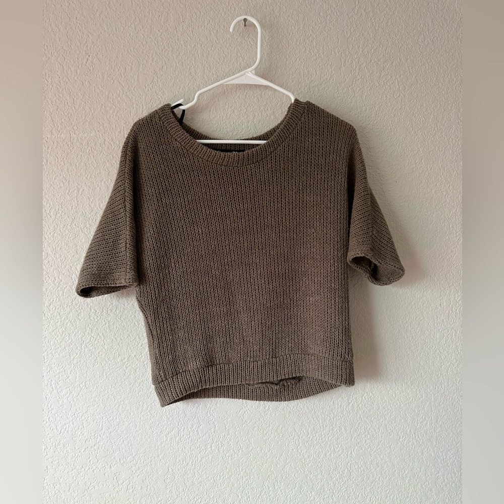 Army green knitted women top